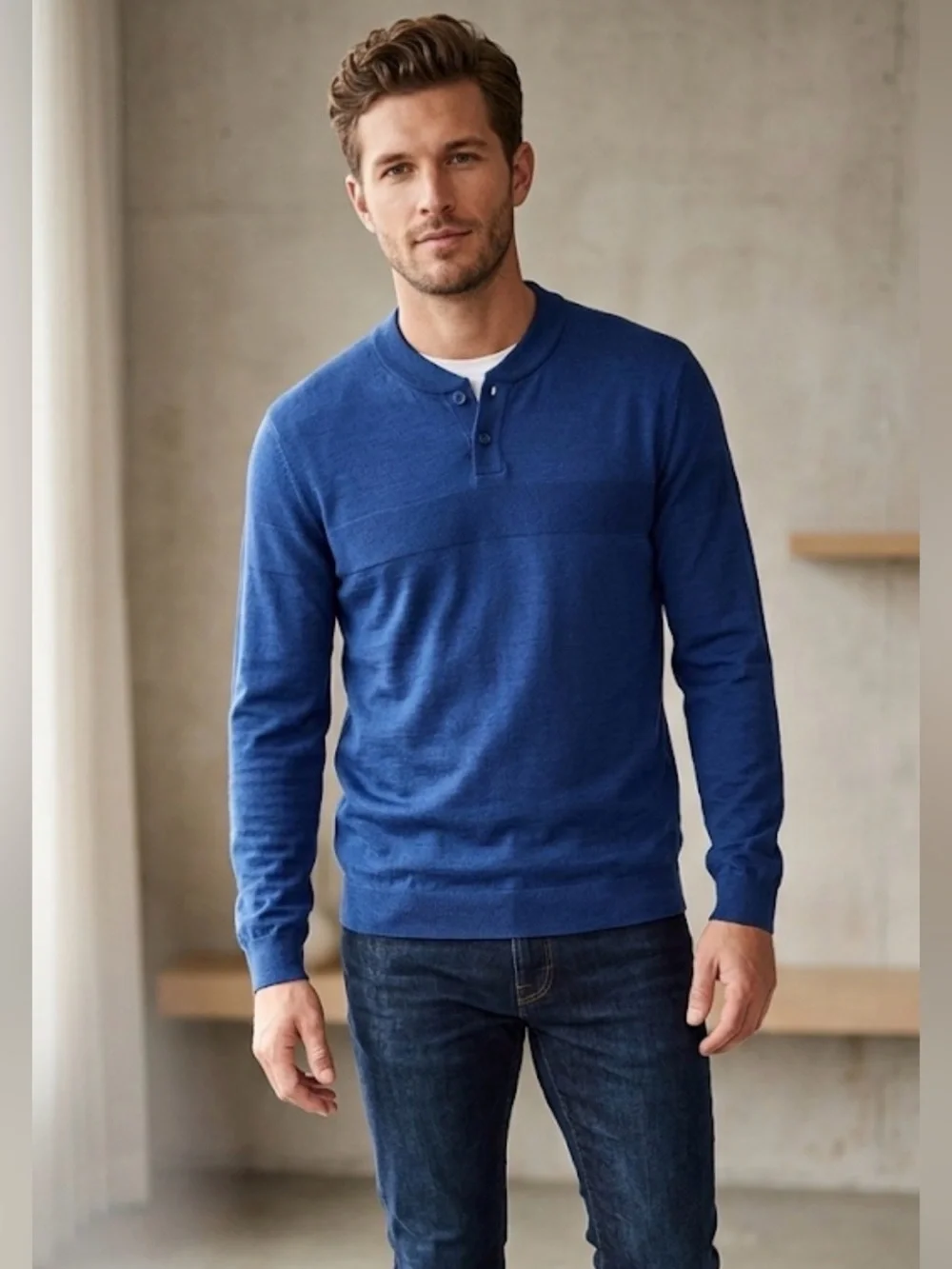 Adidas AdiPure Tech Henley Wool Blend Sweatshirt , Medium